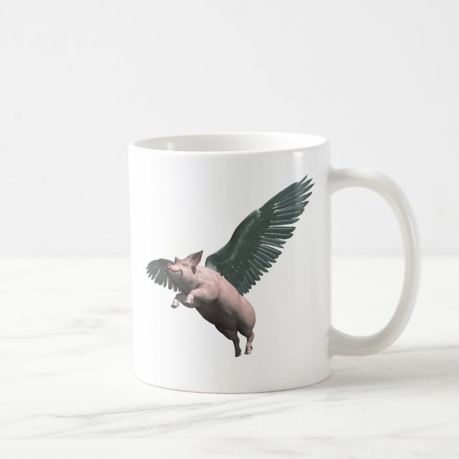Cute Angel Pig Flying in the Sky Coffee Mug (Right)