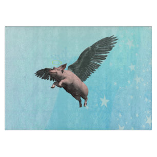 Cute Angel Pig Flying in the Sky Cutting Board