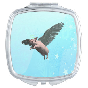 Cute Angel Pig Flying in the Sky Makeup Mirror