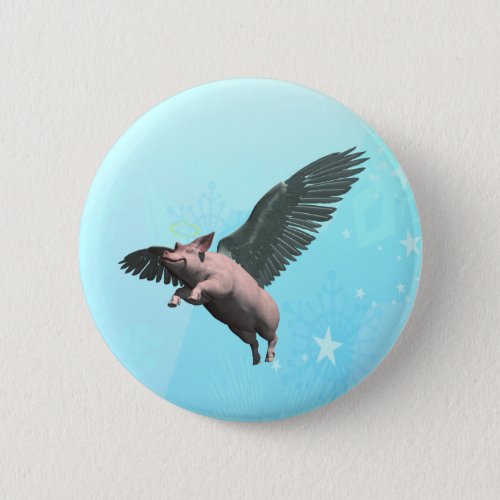 Cute Angel Pig Flying in the Sky Pinback Button