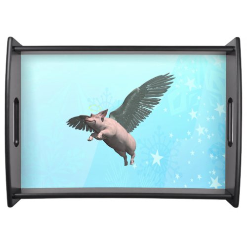 Cute Angel Pig Flying in the Sky Serving Tray