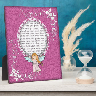 Cute Angel PInk Custom Photo Plaque for Girls