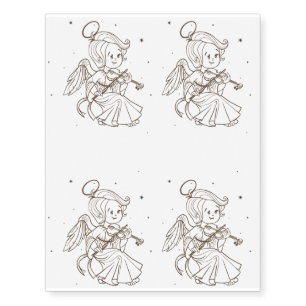 Cute angel playing violin temporary tattoos