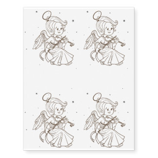 Cute angel playing violin temporary tattoos