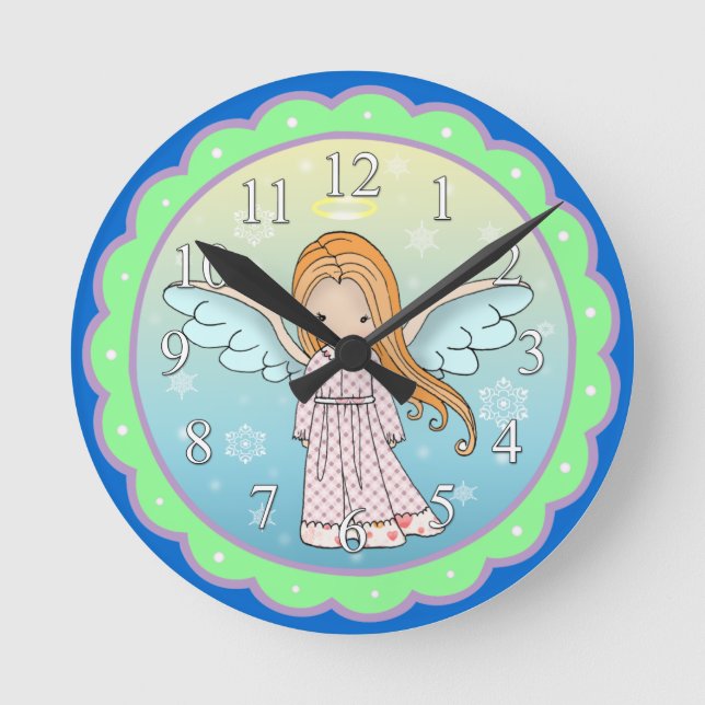 Cute Angel Wall Clock for Girls (Front)