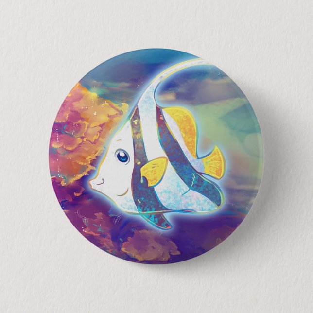 Cute Angelfish Pinback Button (Front)