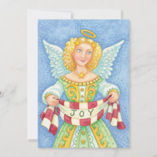 Cute Angelic Christmas Angel with Joy Invitation