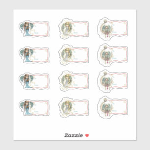 Cute Angels Christmas Gift Tag Stickers