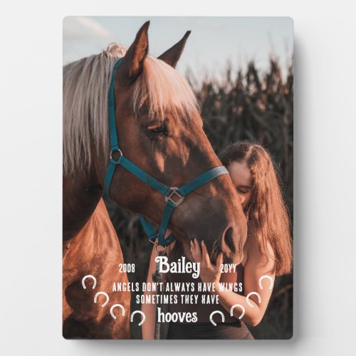 Cute Angels Have Hooves Horse Photo Memorial Plaque
