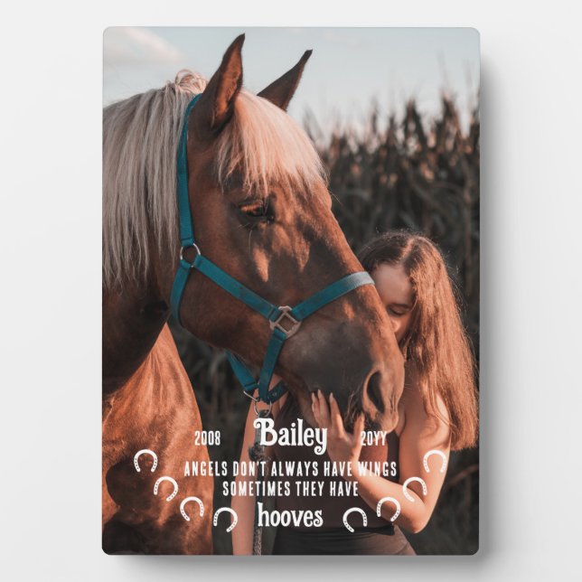 Cute Angels Have Hooves Horse Photo Memorial Plaque (Front)