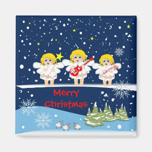 Cute Angels Merry Christmas Magnet