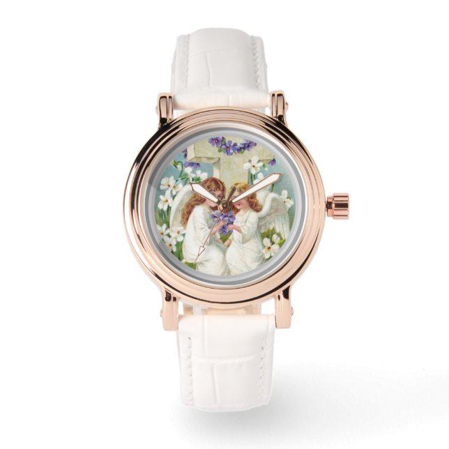Cute Angels With Cross And Flowers  Watch (Front)