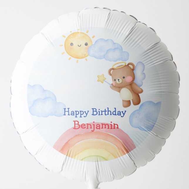 Cute Angle teddy bear wing Birthday Party Balloon (Front)
