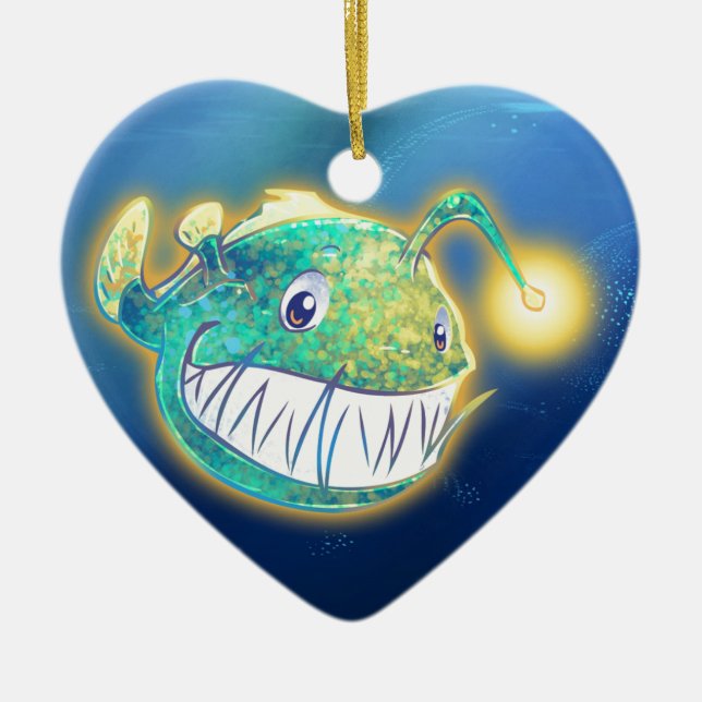 Cute Angler Fish Ceramic Ornament (Front)