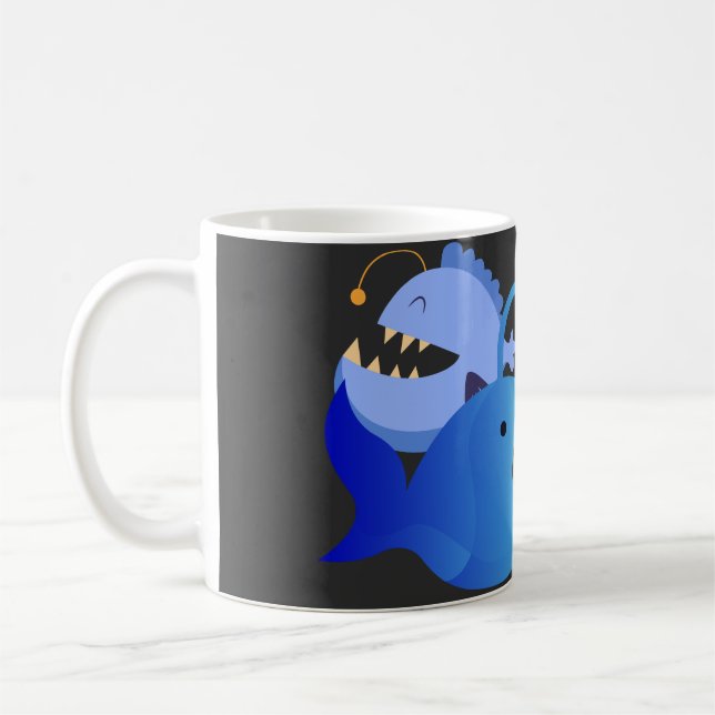 Cute Anglerfish Duo | Funny Deep Sea Fish Coffee Mug (Left)