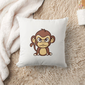 Cute Angry Baby Monkey Throw Pillow