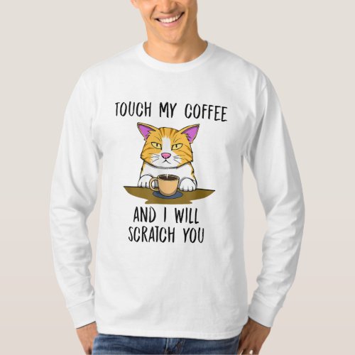 Cute Angry Cat Annoyed Coffee Monday Work T_Shirt