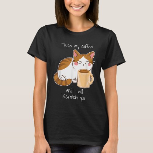 Cute Angry Cat Coffee Monday Caffeine T_Shirt