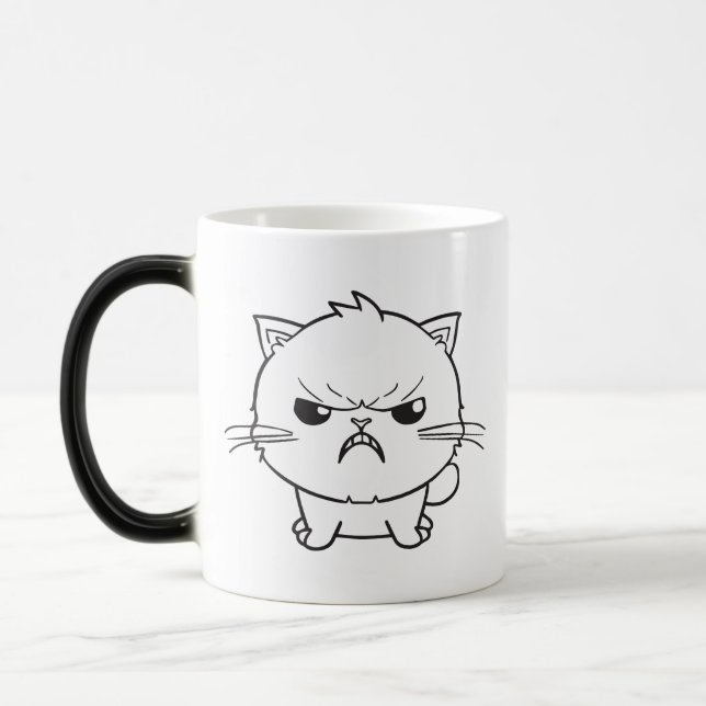 Cute angry cat hissing. color morph mug  (Left)