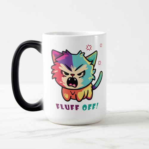 Cute angry cat hissing Fluff Off Magic Mug