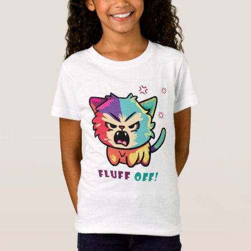 Cute angry cat hissing Fluff Off T_Shirt