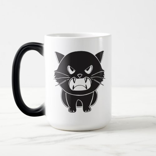 Cute angry cat hissing magic mug