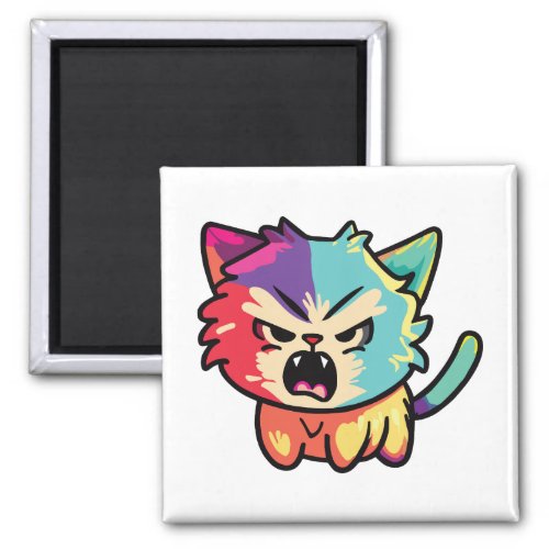 Cute angry cat hissing magnet