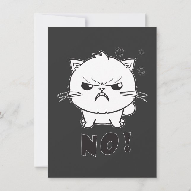 Cute angry cat hissing No. Note Card (Front)