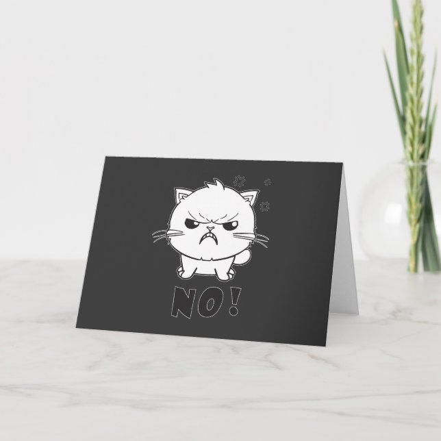 Cute angry cat hissing No. Note Card (Front)