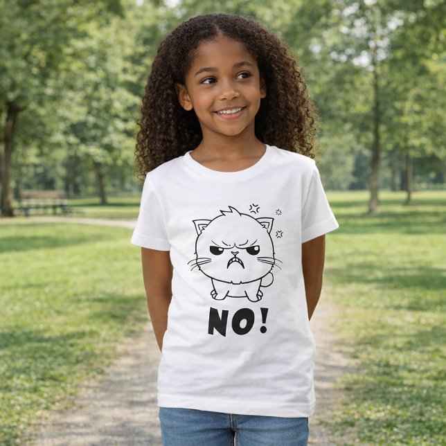 Cute angry cat hissing No. T-Shirt (Cute angry cat hissing No. T-Girl Basic White Shirt)