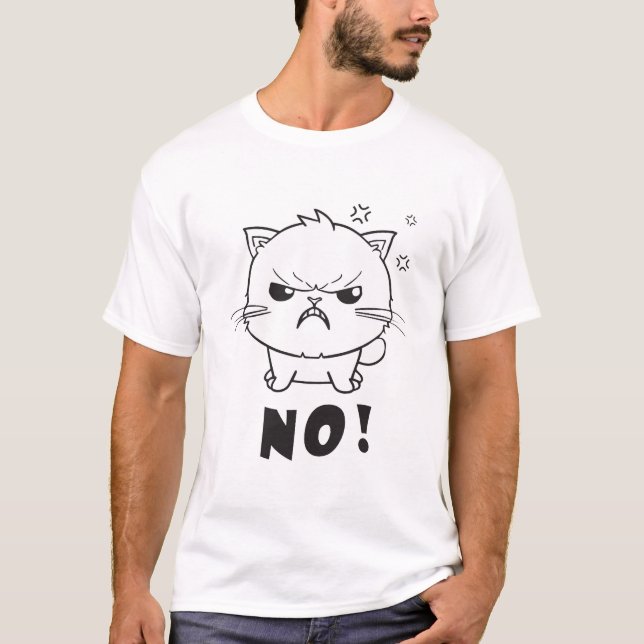 Cute angry cat hissing No. T-Shirt (Front)