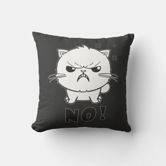 Cute angry cat hissing No. Throw Pillow (Front)