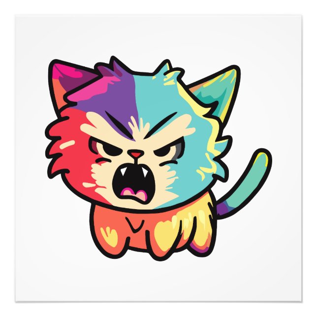 Cute angry cat hissing. photo print (Front)