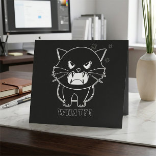 Cute angry cat hissing What. Letterpress Thank You Card