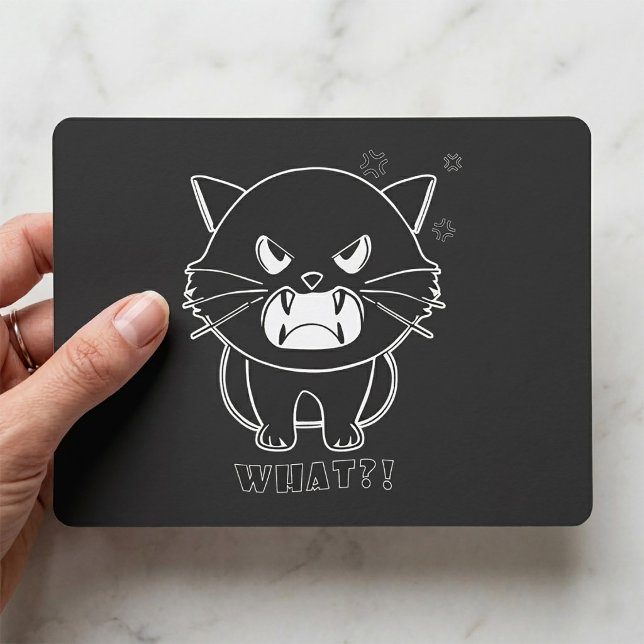 Cute angry cat hissing What. Postcard (Cute angry cat hissing What. Postcard )