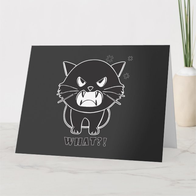 Cute angry cat hissing What. Thank You Card (Front)