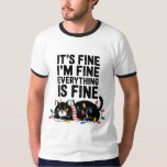 Cute Angry Cat Holiday Scarf Lights Snarky Saying  T-Shirt