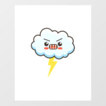 Cute Angry Cloud With Thunder
