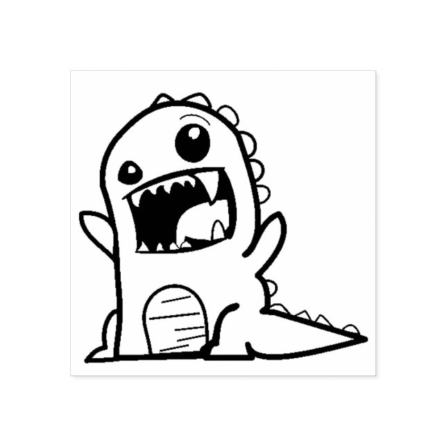 Cute angry dinosaur cartoon rubber stamp (Imprint)