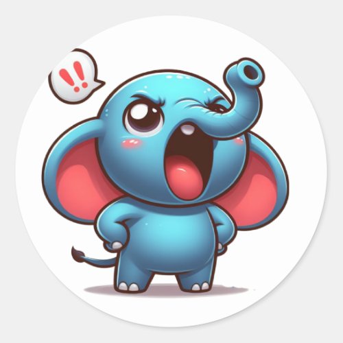 Cute Angry Elephant Classic Round Sticker
