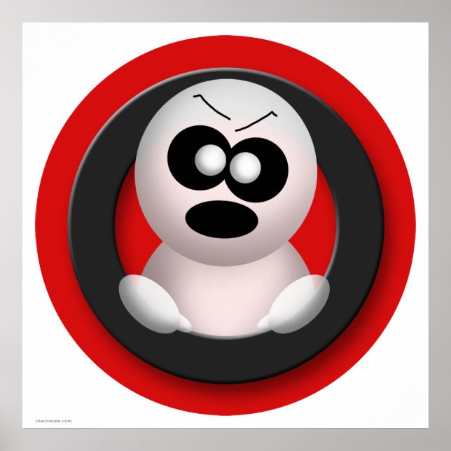 Cute Angry Ghost Red Halloween Poster (Front)