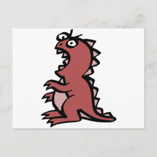 Cute & Angry Red Dinosaur Postcard