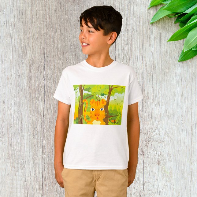 Cute Angry Tiger Cartoon in Jungle  T-Shirt (Creator Uploaded)