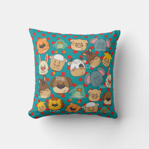 Cute aniamal farm dogs cow chicken rabbit kids throw pillow