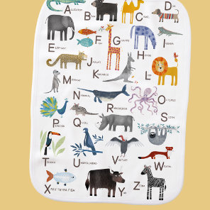 Cute Animal ABC Alphabet Kids Baby Burp Cloth
