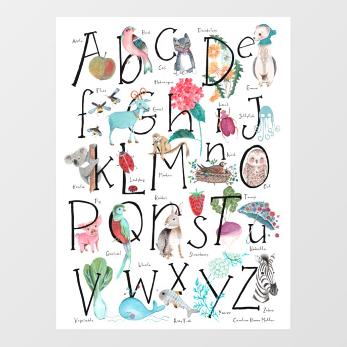 Cute animal ABC alphabet kids Wall Decal