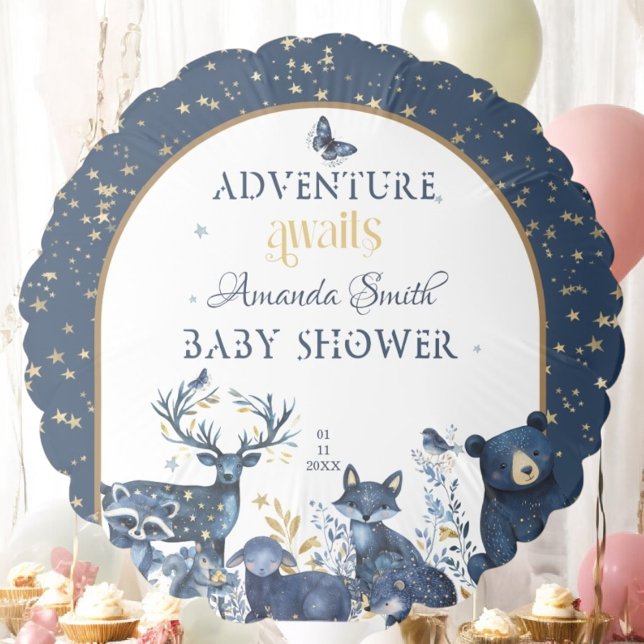 Cute Animal Adventure Night Sky Baby Shower Balloon (Creator Uploaded)