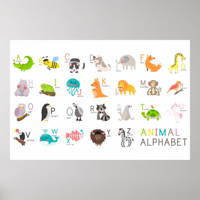 Cute Animal Alphabet Poster (Front)