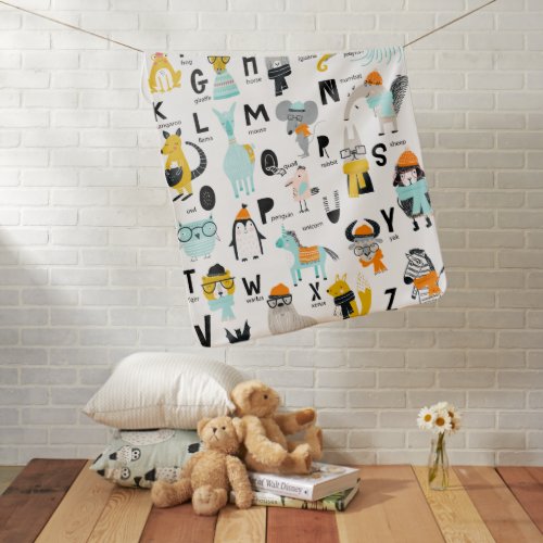 Cute Animal Alphabet  Some Have Hats Baby Blanket