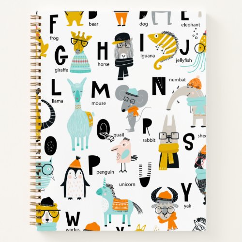 Cute Animal Alphabet  Some Have Hats Notebook